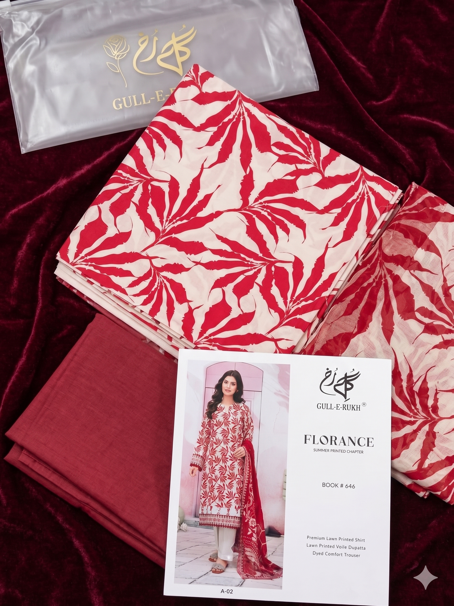 Elegant 3-Piece Printed Lawn Suit with Voil Dupatta & Comfert Trouser