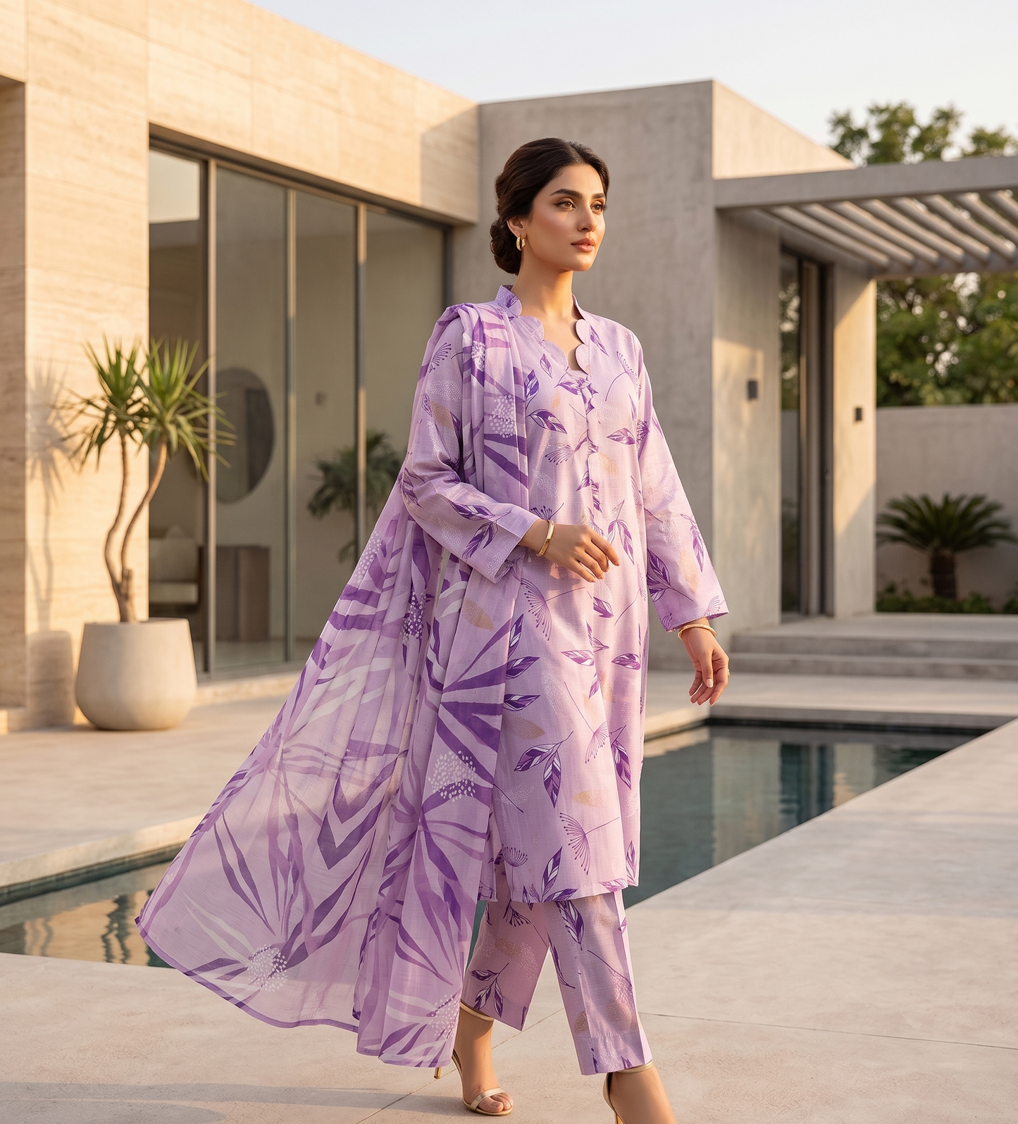 3 Piece Unstitched Printed Lawn Suit