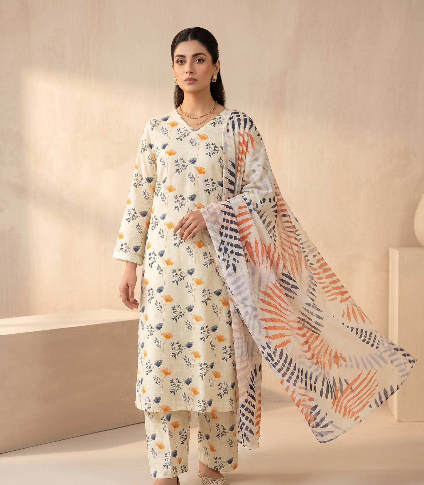 3 Piece Unstitched Printed Lawn Suit