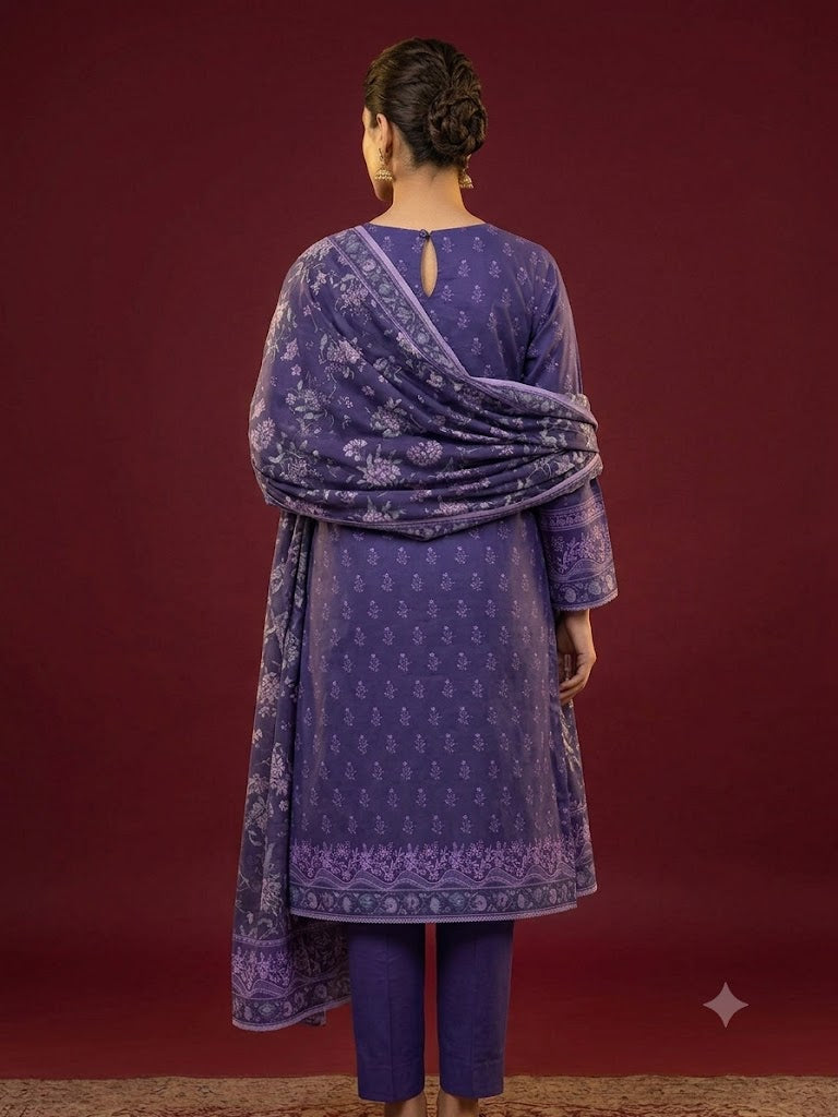 3 Piece Unstitched Printed Lawn Suit