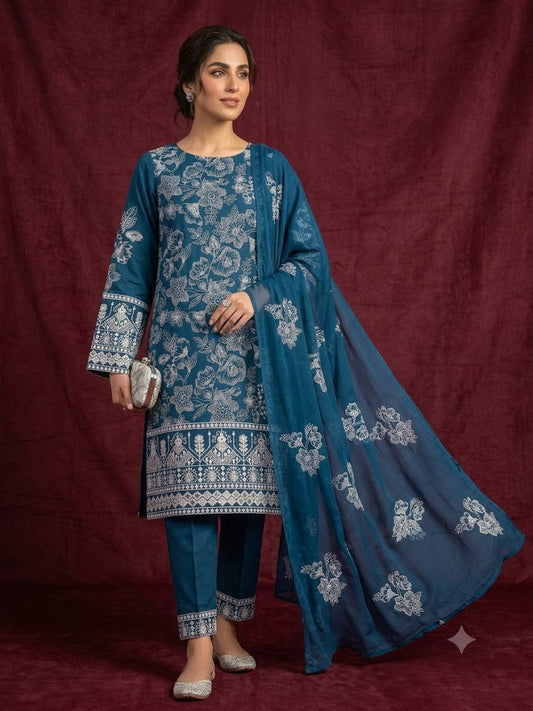 3 Piece Unstitched Embroidered Suit