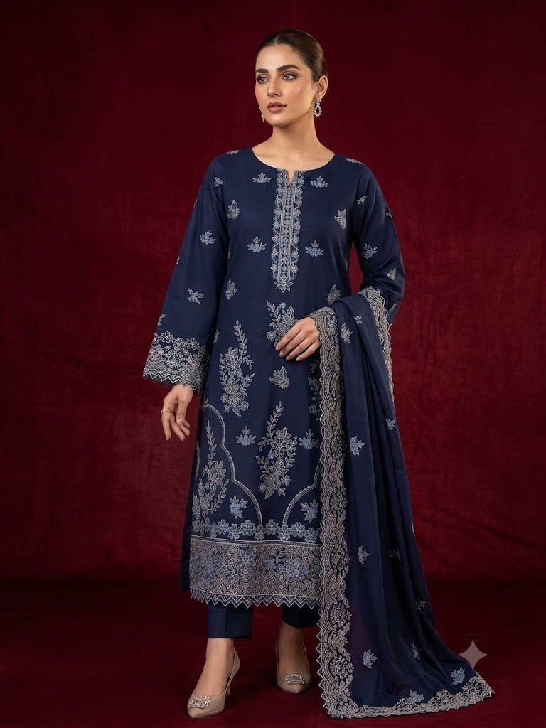 3 Piece Unstitched Dobbi Lawn Suit