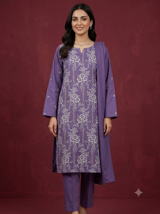 2peice Embroided bouring & sequence work Front  Sleeves booti  Back & trouser plain
