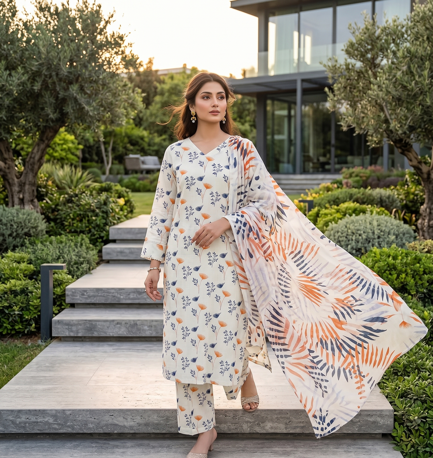 3 Piece Unstitched Printed Lawn Suit
