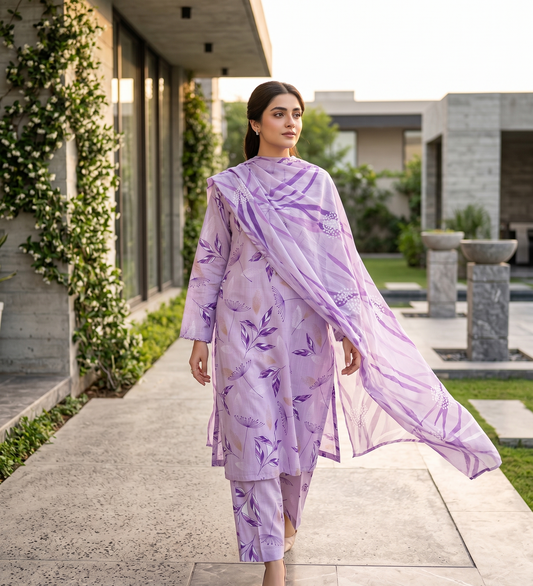 3 Piece Unstitched Printed Lawn Suit