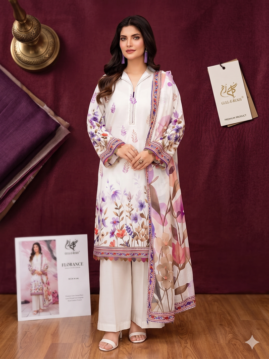3 Peice Unstitched printed Lawn suit
