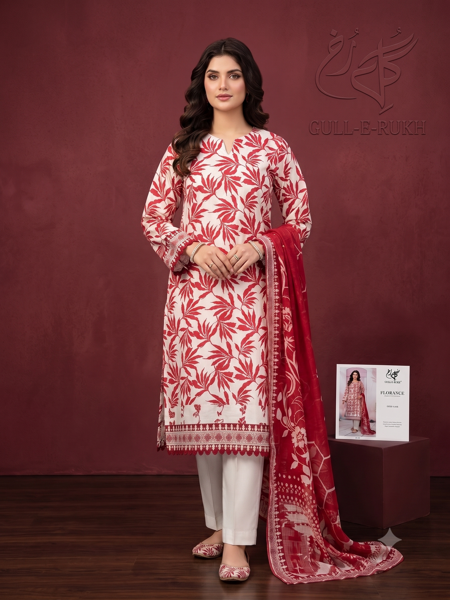 Elegant 3-Piece Printed Lawn Suit with Voil Dupatta & Comfert Trouser