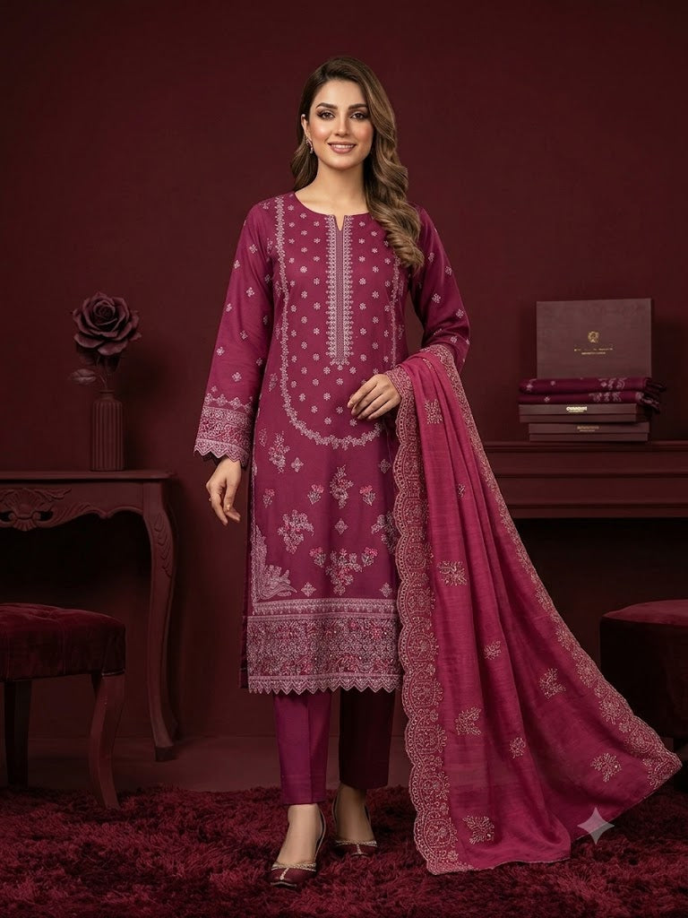 3 Piece Unstitched Dobbi Lawn Suit