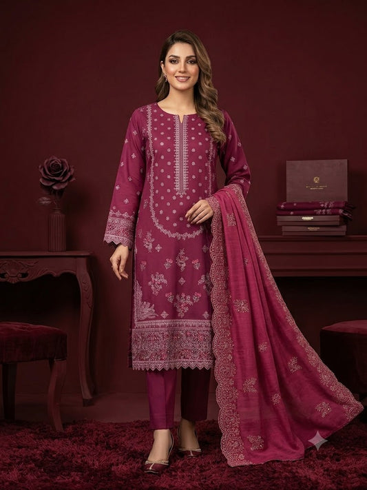 3 Piece Unstitched Dobbi Lawn Suit