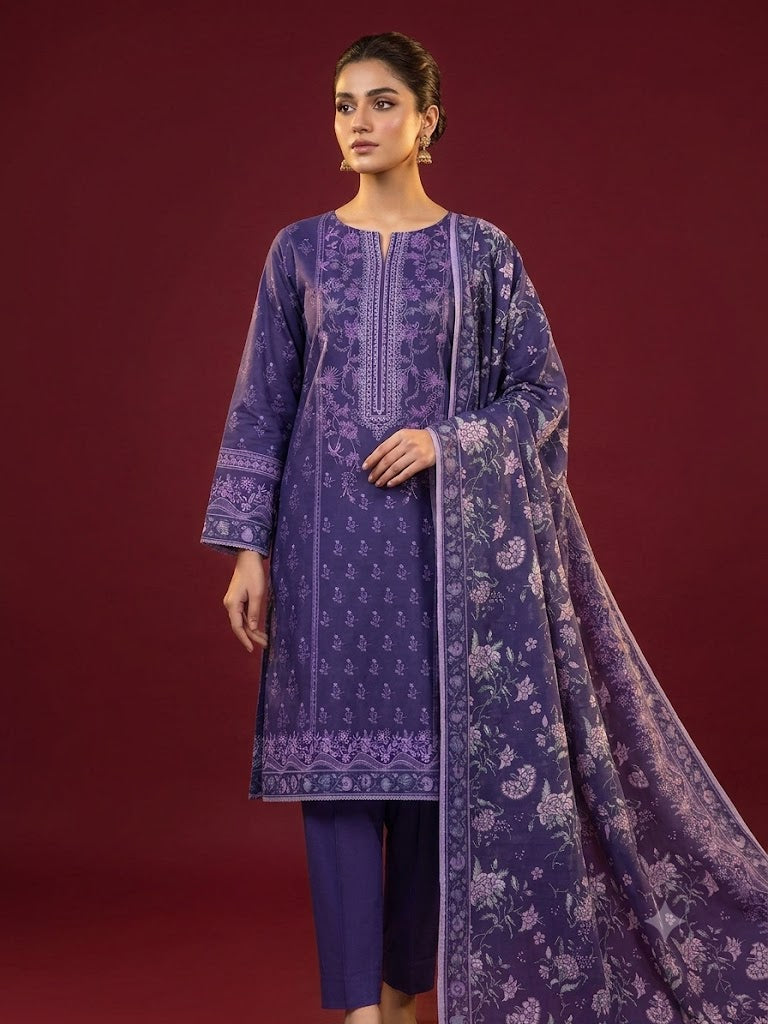 3 Piece Unstitched Printed Lawn Suit