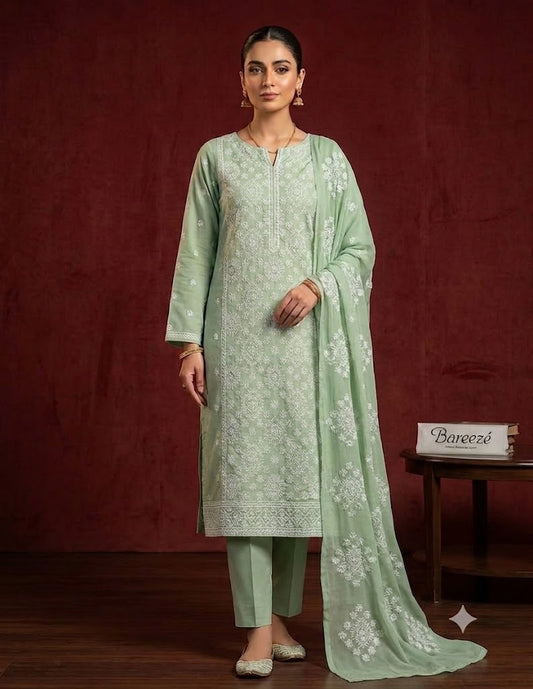 3 Piece Unstitched Embroidered Suit
