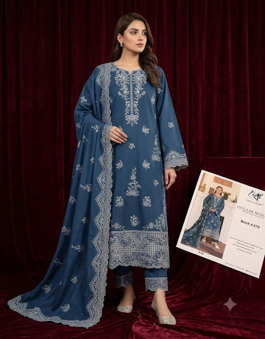 3 Piece Unstitched Dobbi Lawn Suit
